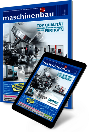 maschinenbau Schweiz: Cover auf Magazin und Tablet